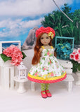 Bright Bouquet - dress, hat, tights & shoes for Little Darling Doll or 33cm BJD