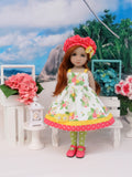 Bright Bouquet - dress, hat, tights & shoes for Little Darling Doll or 33cm BJD