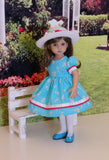 Bright Rosebud - dress, hat, tights & shoes for Little Darling Doll