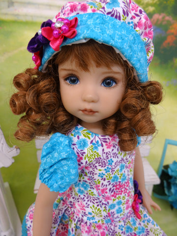 Bright Spring - dress, hat, tights & shoes for Little Darling Doll or other 33cm doll