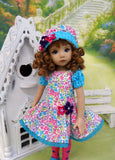 Bright Spring - dress, hat, tights & shoes for Little Darling Doll or other 33cm doll