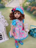 Bright Spring - dress, hat, tights & shoes for Little Darling Doll or other 33cm doll