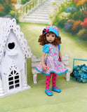 Bright Spring - dress, hat, tights & shoes for Little Darling Doll or other 33cm doll