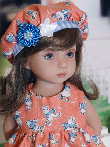 Bunnies at Play - babydoll top, capris, beret & sandals for Little Darling Doll