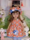 Bunnies at Play - babydoll top, capris, beret & sandals for Little Darling Doll