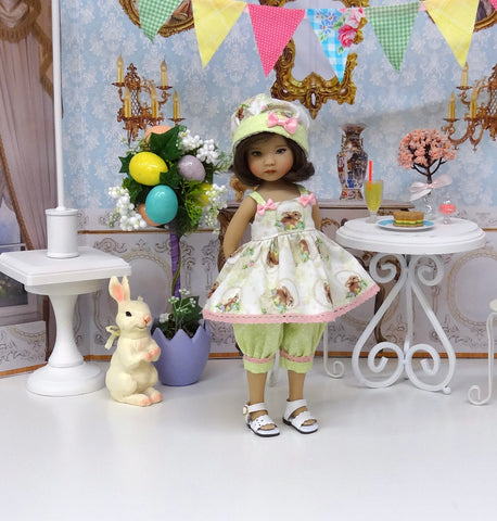 Bunny Basket - babydoll top, bloomers, hat & sandals for Little Darling Doll or 33cm BJD