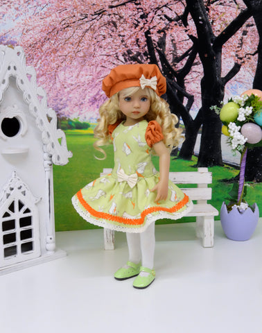 Bunny Nibbles - dress, beret, tights & shoes for Little Darling Doll