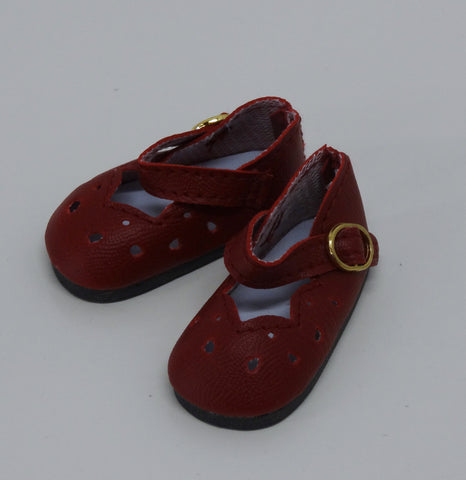 Scallop Mary Jane Shoes - Burgundy