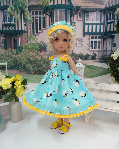 Busy Bee - dress, hat & sandals for Little Darling Doll or