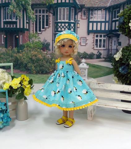 Busy Bee - dress, hat & sandals for Little Darling Doll or other 33cm BJD