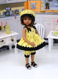 Buzz Buzz - babydoll top, bloomers, hat & sandals for Little Darling Doll