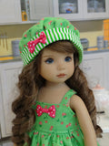 Candied Cherries - babydoll top, bloomers, hat & sandals for Little Darling Doll