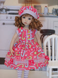 Candy Cane Kid - dress, hat, tights & shoes for Little Darling Doll or 33cm BJD