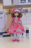 Candy Cane Kid - dress, hat, tights & shoes for Little Darling Doll or 33cm BJD