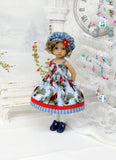 Cardinals in Blue - dress, hat, tights & shoes for Little Darling Doll or 33cm BJD