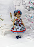 Cardinals in Blue - dress, hat, tights & shoes for Little Darling Doll or 33cm BJD