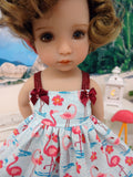Caribbean Flamingo - dress & sandals for Little Darling Doll or 33cm BJD