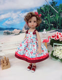 Caribbean Flamingo - dress & sandals for Little Darling Doll or 33cm BJD