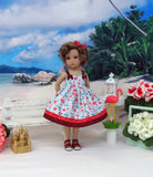 Caribbean Flamingo - dress & sandals for Little Darling Doll or 33cm BJD