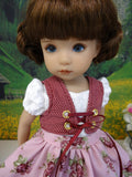 Carinthian Rose - dirndl ensemble with tights & boots for Little Darling Doll or 33cm BJD