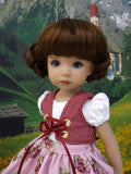 Carinthian Rose - dirndl ensemble with tights & boots for Little Darling Doll or 33cm BJD