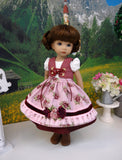 Carinthian Rose - dirndl ensemble with tights & boots for Little Darling Doll or 33cm BJD