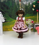 Carinthian Rose - dirndl ensemble with tights & boots for Little Darling Doll or 33cm BJD