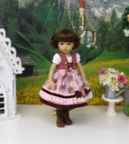 Carinthian Rose - dirndl ensemble with tights & boots for Little Darling Doll or 33cm BJD