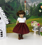 Carinthian Rose - dirndl ensemble with tights & boots for Little Darling Doll or 33cm BJD