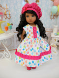 Let's Celebrate - Fuchsia - dress, hat, tights & shoes for Little Darling Doll or 33cm BJD