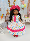 Let's Celebrate - Fuchsia - dress, hat, tights & shoes for Little Darling Doll or 33cm BJD