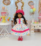Let's Celebrate - Fuchsia - dress, hat, tights & shoes for Little Darling Doll or 33cm BJD