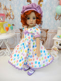 Let's Celebrate - Lavender - dress, hat, tights & shoes for Little Darling Doll or 33cm BJD