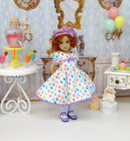 Let's Celebrate - Lavender - dress, hat, tights & shoes for Little Darling Doll or 33cm BJD