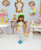 Let's Celebrate - Lime Green - romper, hat & shoes for Little Darling Doll or 33cm BJD
