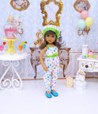 Let's Celebrate - Lime Green - romper, hat & shoes for Little Darling Doll or 33cm BJD