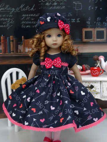 Chalkboard Love - dress, hat, tights & shoes for Little Darling Doll