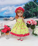 Cheery Cherry - dress, jacket, hat, socks & shoes for Little Darling Doll or 33cm BJD