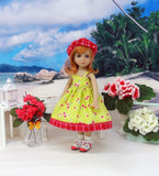 Cheery Cherry - dress, jacket, hat, socks & shoes for Little Darling Doll or 33cm BJD