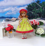 Cheery Cherry - dress, jacket, hat, socks & shoes for Little Darling Doll or 33cm BJD