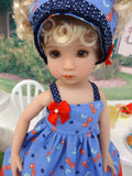 Cherries Jubilee - dress, kerchief, socks & shoes for Little Darling Doll or 33cm BJD