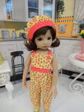 Cherry Berries - romper, hat & sandals for Little Darling Doll or 33cm BJD