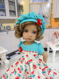 Cherry Cheesecake - dress, hat, socks & shoes for Little Darling Doll or 33cm BJD