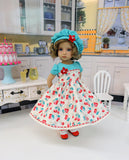 Cherry Cheesecake - dress, hat, socks & shoes for Little Darling Doll or 33cm BJD