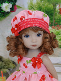Cherry Cobbler - dress, hat, tights & shoes for Little Darling Doll