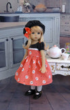Cherry Cordial - dress, hat, tights & shoes for Little Darling Doll