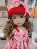 Cherry Cupcake - dress, hat, tights & shoes for Little Darling Doll or 33cm BJD
