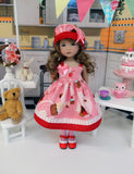 Cherry Cupcake - dress, hat, tights & shoes for Little Darling Doll or 33cm BJD