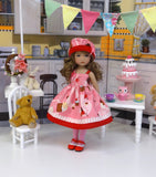 Cherry Cupcake - dress, hat, tights & shoes for Little Darling Doll or 33cm BJD