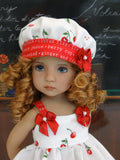 Cherry Fizz - dress, hat, tights & shoes for Little Darling Doll